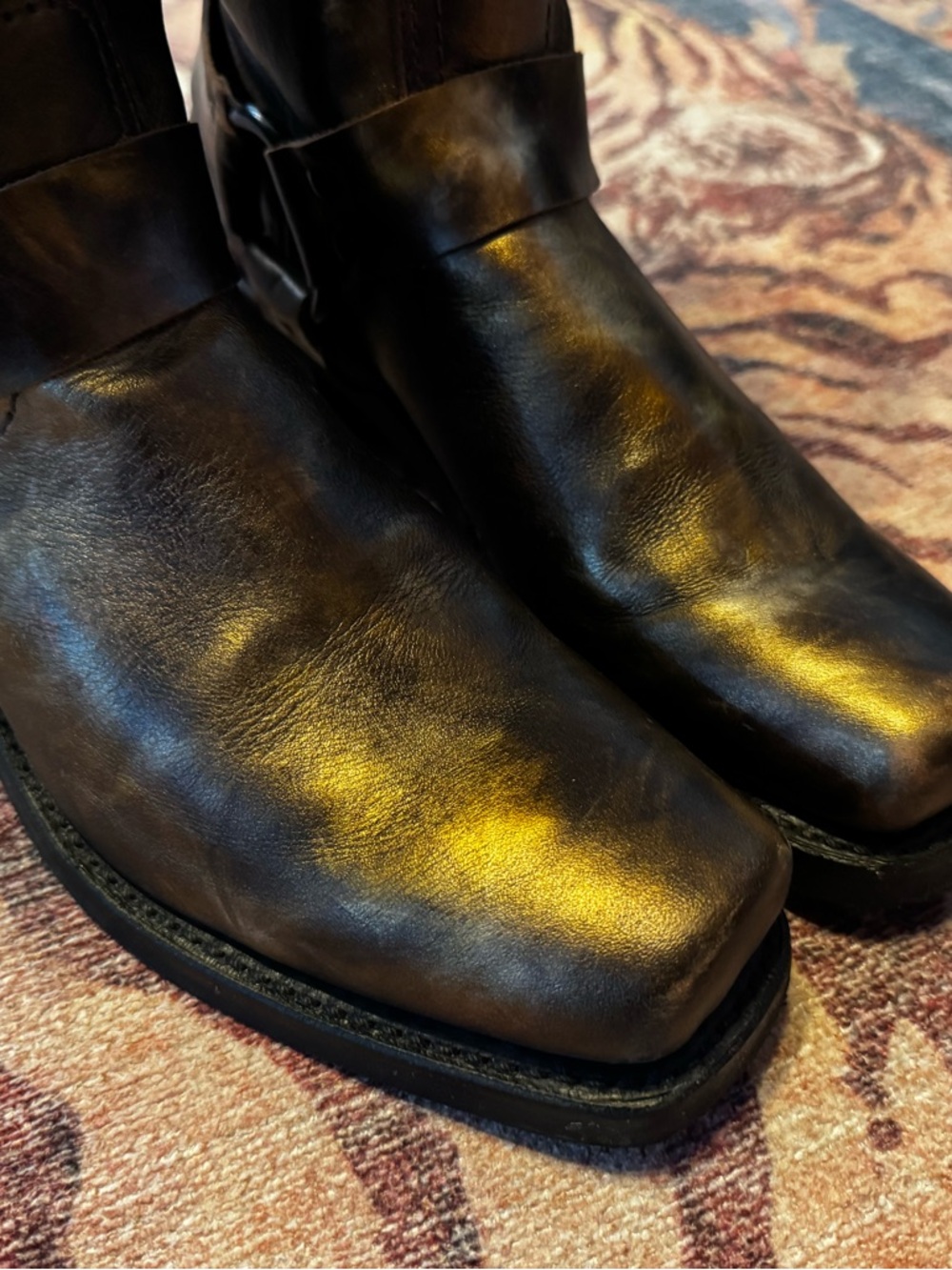 Frye Dark Brown Leather Short Harness Boots with Gold Accents *only worn once* - Picture 5 of 7